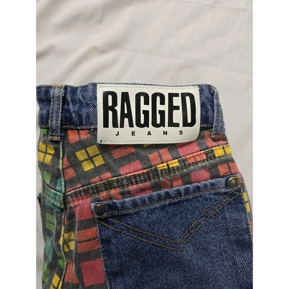 Ragged Jeans Jeans Womens 24 Multicolor Plaid Colorblock Tapered Leg Denim Pants